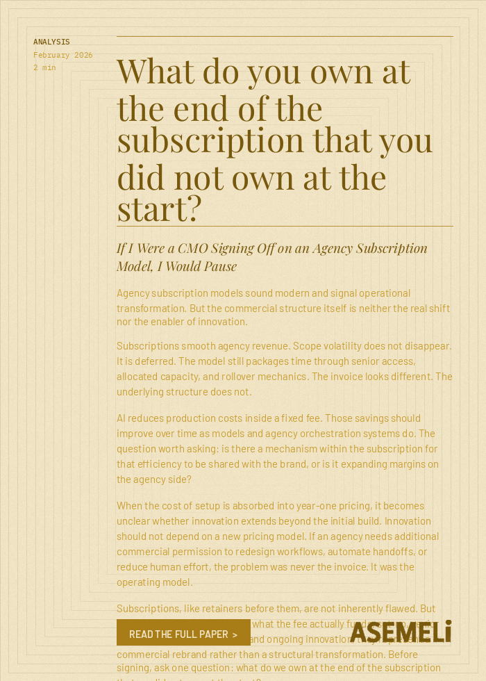 What do you own at the end of the subscription that you did not own at the start?