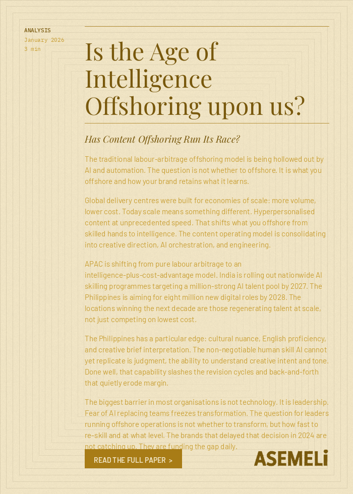 Is the Age of Intelligence Offshoring upon us?