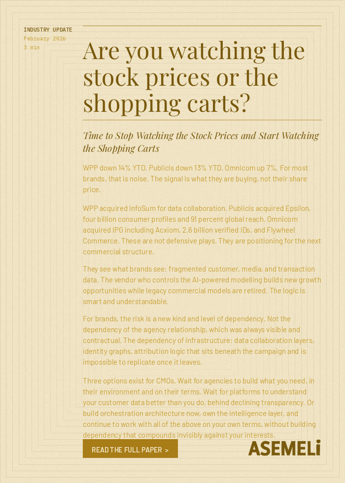Are you watching the stock prices or the shopping carts?